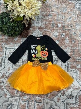 My 1st Halloween Black & Orange Tutu Dress - Kids Costume